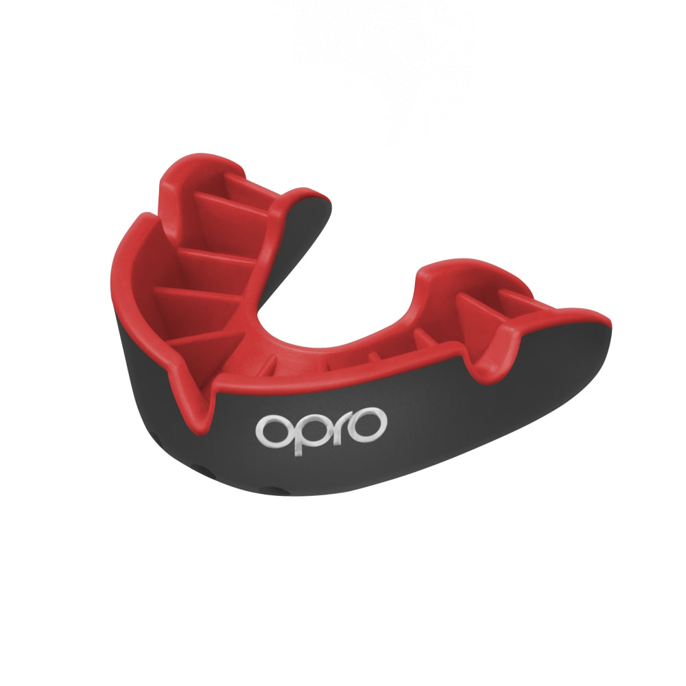 Opro silver mouthguard blk/red