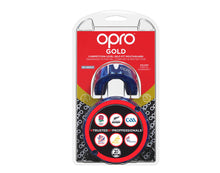 Load image into Gallery viewer, Opro gold mouthguard blue purple
