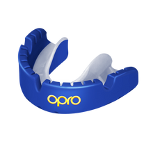 Load image into Gallery viewer, Opro gold mouthguard for braces blu/prl
