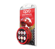 Load image into Gallery viewer, Opro gold mouthguard for braces red/prl
