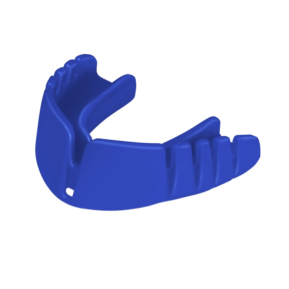 Opro snap-fit mouthguard with strap electric/blue