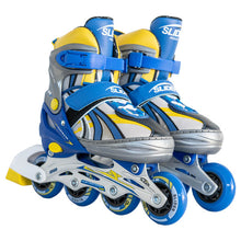 Load image into Gallery viewer, Slider inline adjustable skate blue yellow
