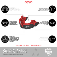 Load image into Gallery viewer, Opro silver mouthguard blk/red
